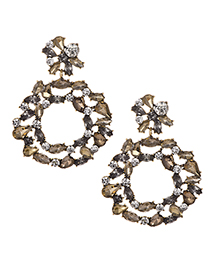 Fashion Champagne Alloy Diamond Round Earrings