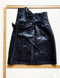 Fashion Black Black Pu Irregular High Waist Skirt