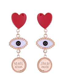 Metal Red Love Eye Coin Aretes