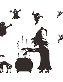 Adhesivo De Pared Kst-5 Halloween Witch Ghost