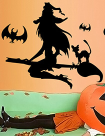 Adhesivo De Pared Kst-30 Halloween Witch Broom Bat