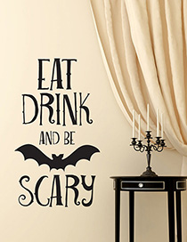 Kst-11 Halloween Bat Inglés Comer Bebida O Pegatina De Pared De Miedo