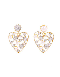 Pendientes Love Heart Perforados Con Diamantes