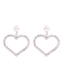 Pendientes Love Heart Perforados Con Diamantes