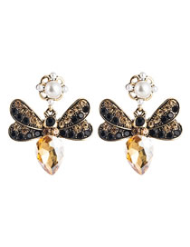 Pendientes De Perlas De Diamantes De Imitación De Múltiples Capas De Aleación De Mariposa