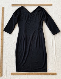 Fashion Black V-neck Cropped Sleeve Dress