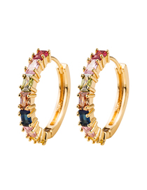 Fashion Color Copper-plated 18k Gold Inlaid Color Zircon Earrings