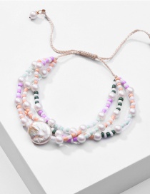 Fashion Color Natural Freshwater Pearl Drawstring Rice Beads Adjustable Multi-layer Bracelet