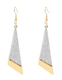 Fashion Golden Long Triangle Frosted Hollow Earrings