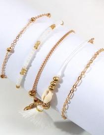 Fashion Golden Shell Fringed Rice Beads Braided Multi-layer Bracelet