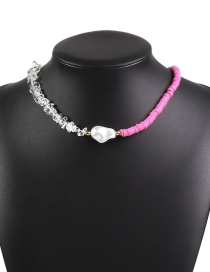 Collar De Perlas Irregulares Con Arandela De Cuero Con Costuras De Trenza De Cristal