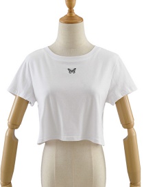 Camiseta De Manga Corta Con Estampado De Mariposa Suelta