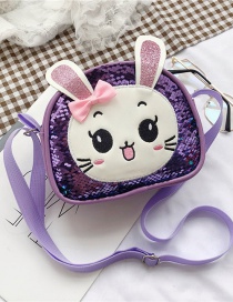 Fashion Purple Sequined Bunny Childrens One-shoulder Diagonal Bag