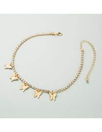 Fashion Gold Color Butterfly And Diamond Alloy Necklace