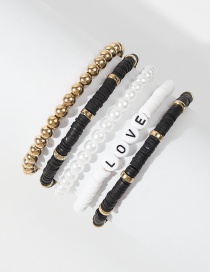 Fashion Black 5-piece Alloy Resin Beaded Letter Bracelet