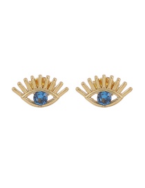 Fashion Blue Copper Inlaid Zircon Eye Stud Earrings