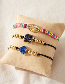 Fashion Color Soft Pottery Love Shell Braided Bracelet Set