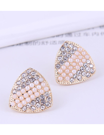 Aretes Triangulares De Perlas Y Diamantes De Aleación