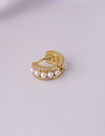 Fashion Gold 4# Brass-inlaid Zirconium Pierced Geometric Ear Buckles