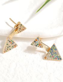 Aretes Triangulares De Diamantes Chapados En Oro Y Cobre