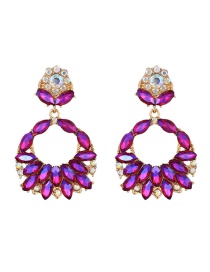 Fashion Purple Alloy Diamond Geometric Stud Earrings