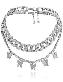 Collar Multicapa Con Cadena De Mariposa De Diamantes De Aleación