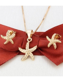 Conjunto De Collar Pendientes Estrella De Mar De Cobre Y Circonio Con Baño De Oro