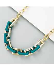 Fashion Blue-green Niche U-shaped Lock Contrast Stitching Necklace
