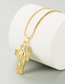 Collar De Cruz Con Colgante Virgen María Con Cobre Chapado En Oro Y Circón