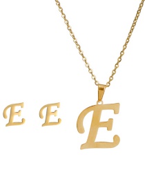 Fashion E Stainless Steel 26 Letter Necklace And Earring Set