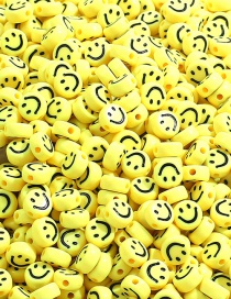 Fashion Yellow Acrylic Flat Beads 100 Smiley Beads