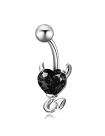 Fashion White K Black Diamond Copper Inlaid Zirconium Heart Piercing Navel Nail