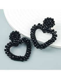 Fashion Black Acrylic Diamond Heart Stud Earrings