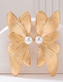 Juego De Aleación Aretes De Perla Con Forma De Mariposa