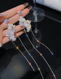 Fashion Pearl Geometric Diamond Size Pearl Tassel Drop Earrings