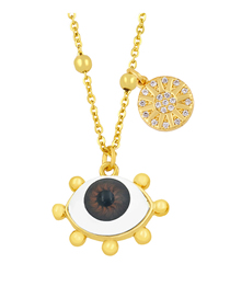 Fashion Brown Bronze Diamond Round Eye Necklace