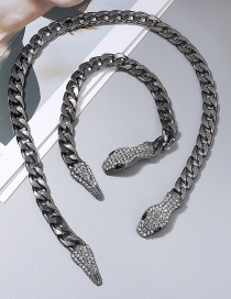 Conjunto De Collar Y Pulsera De Serpentina De Diamantes De Metal
