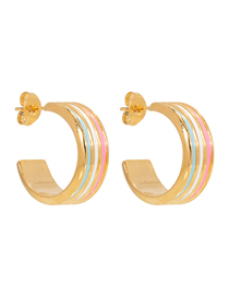 Fashion Rainbow Earrings Stainless Steel Gold-plated Rainbow Oil Drop Earrings
