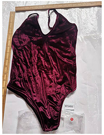 Fashion Red S Velvet Sling Bodysuit