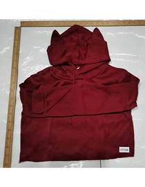 Fashion Red Hooded Drawstring Sweatshirt