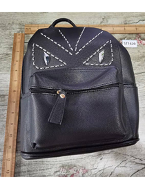 Fashion Black Pu Geometric Backpack