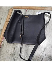 Fashion Black Pu Large Capacity Messenger Bag