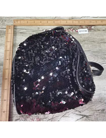 Fashion Black Sequined Bulky Backpack