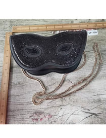 Fashion Black Pu Sequin Mask Crossbody Bag