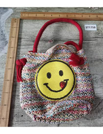 Fashion Color Geometric Braided Smiley Large Capacity Tote