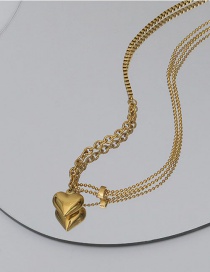 Collar De Amor Tridimensional De Acero Titanio Bañado En Oro