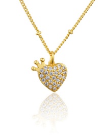 Collar De Corazón De Diamante Chapado En Oro De Latón
