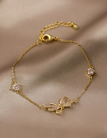 Fashion Gold Color Alloy Set Zirconium Bow Bracelet