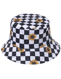 Sombrero De Pescador De Doble Cara Con Plumas De Color A Cuadros Blanco Y Negro