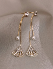 Aretes De Perlas Con Forma De Abanico De Diamantes